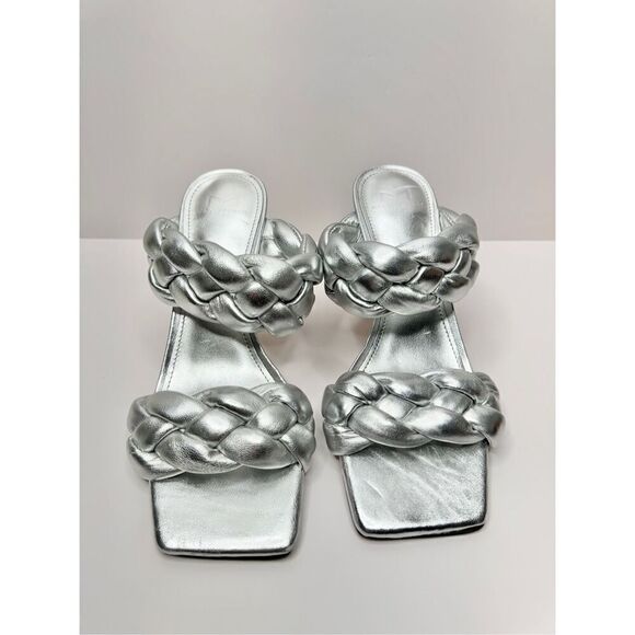 Marc Fisher Sandals Womens Size 7 Leather Braided Square Toe Slip On Heels - Picture 4 of 10